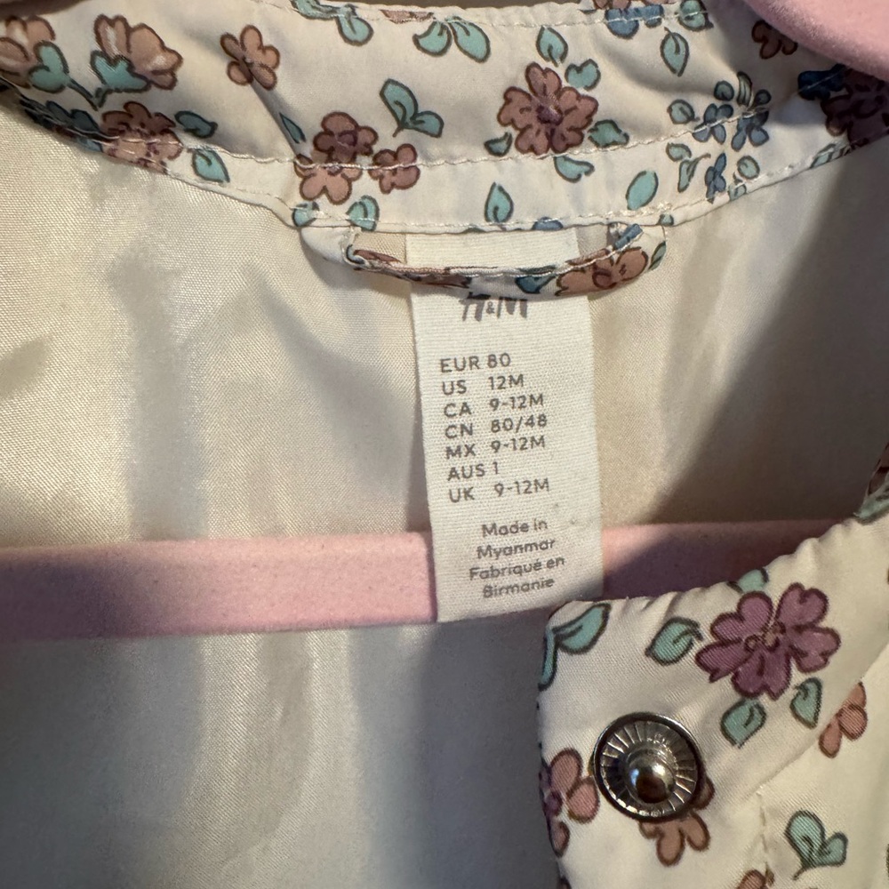 H&M Kids Floral Puffer Jacket - Cream and Blue - Picture 5 of 6